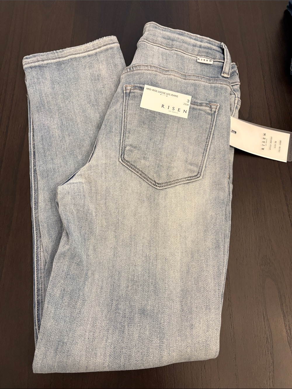 RISEN Light Wash Mid-Rise Straight Jeans
